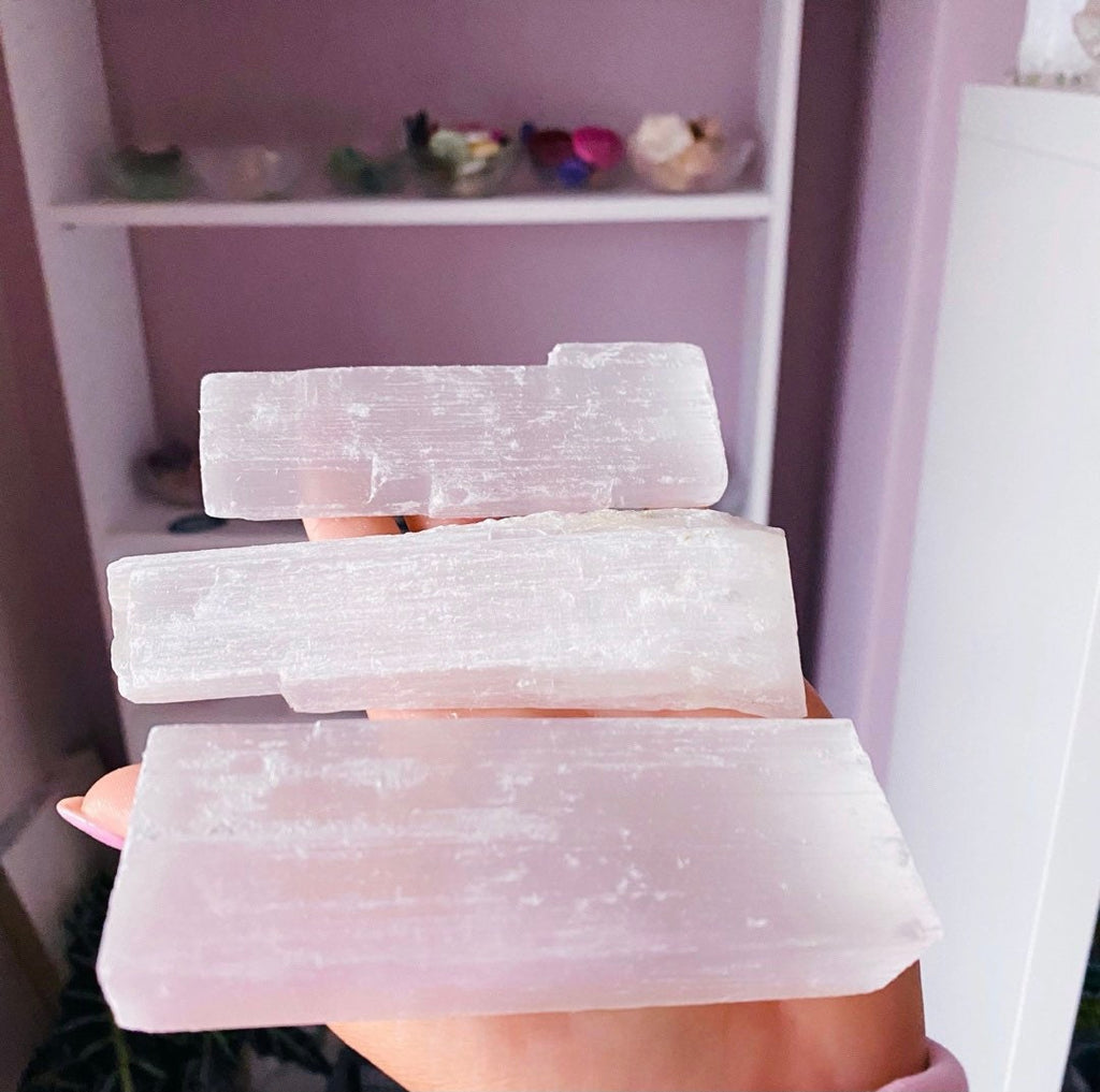 Large Selenite Crystal Cleansing Sticks / Helps You To Deal With Abuse / Good For A Balanced Sex Drive / Good For Acne, Psoriasis & Eczema
