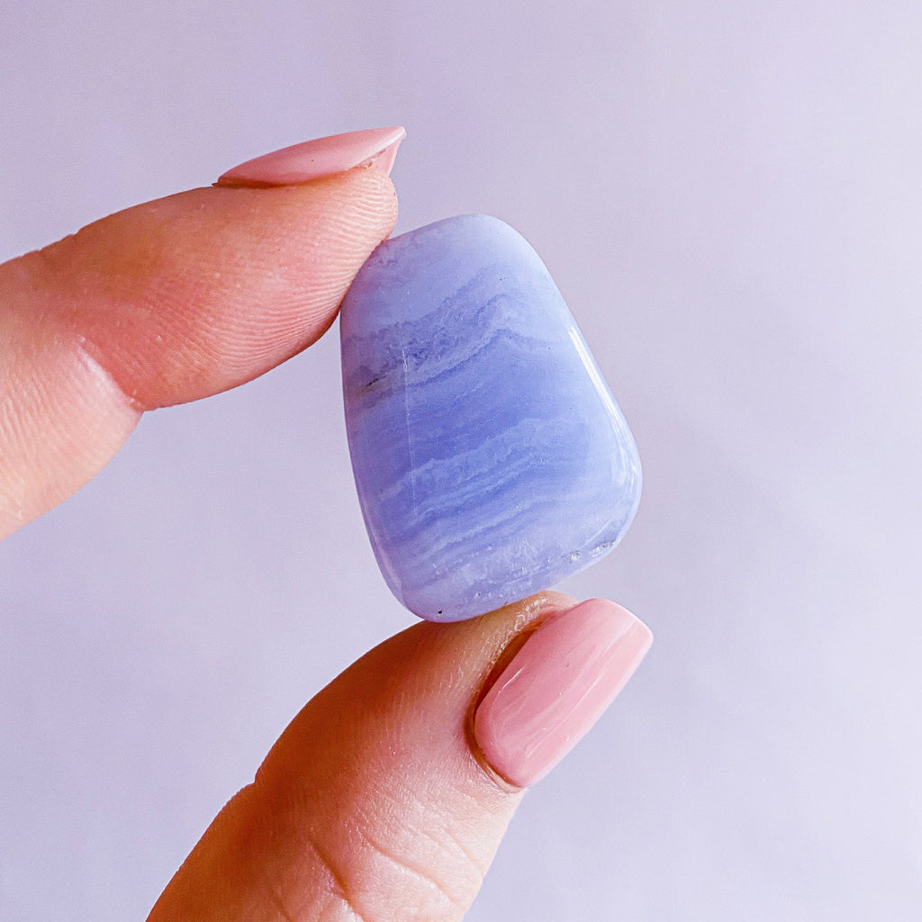 Blue Lace Agate Medium Crystal Tumblestones / Calming & Nurturing / Reduces Anger, Irritation, Frustration / Encourages Honest Communication