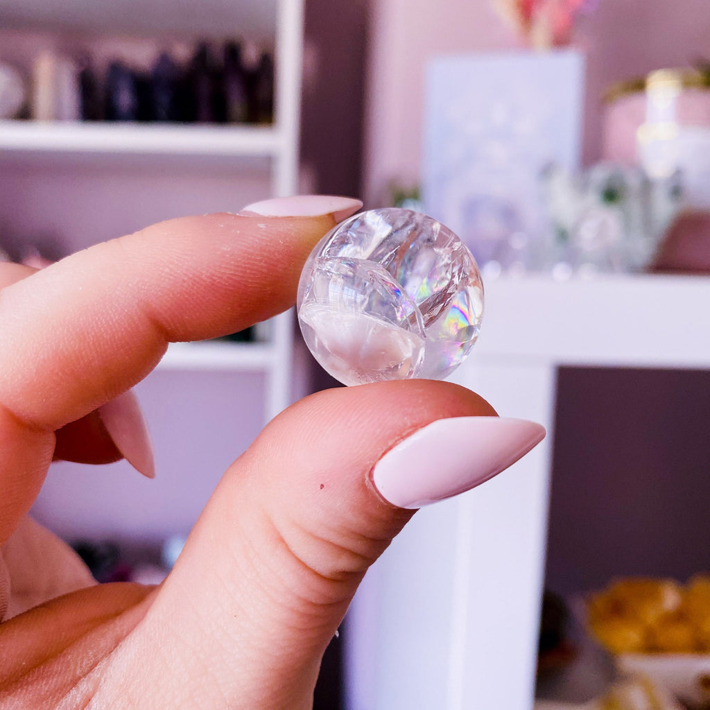 Clear Quartz Crystal 25mm Rainbow Spheres / Generator / 'The Master Healer’ / Amplifies Intention & Energy / Protects Against Negativity