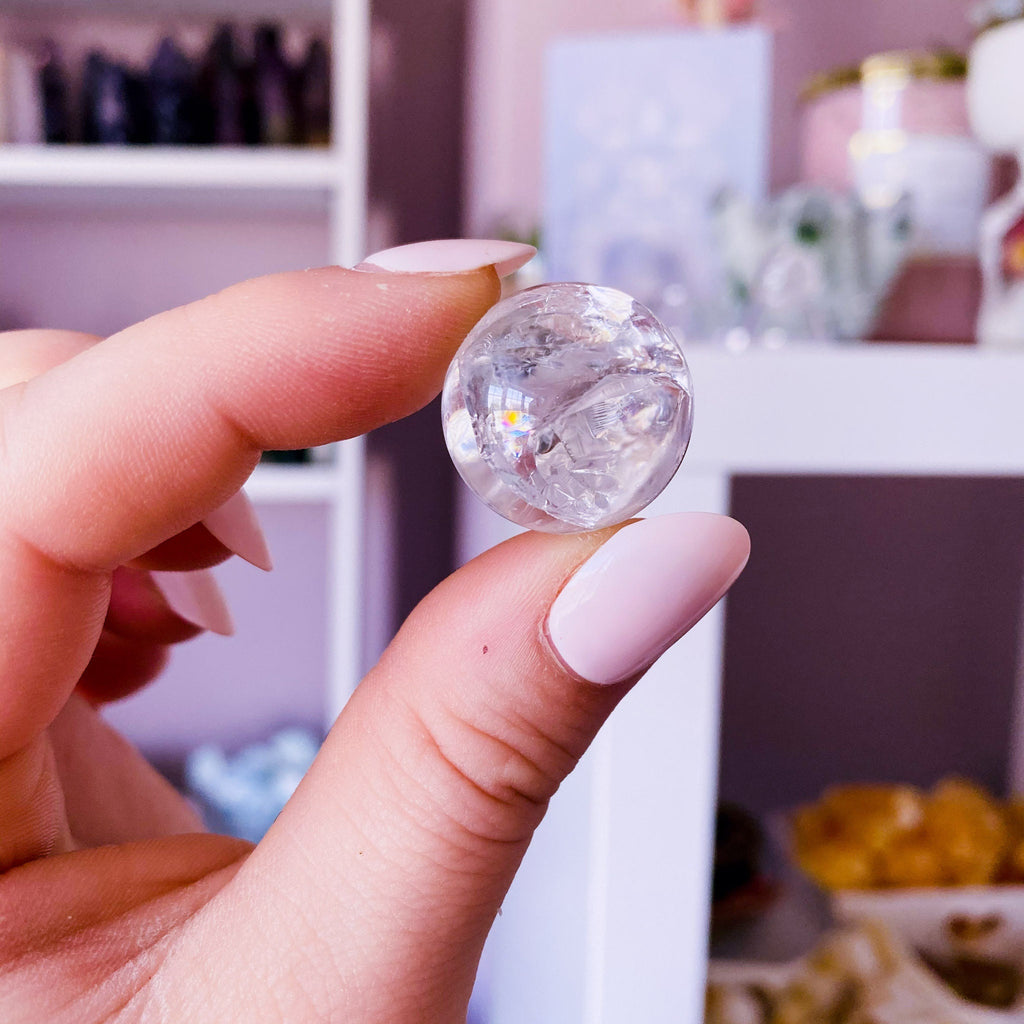 Clear Quartz Crystal 25mm Rainbow Spheres / Generator / 'The Master Healer’ / Amplifies Intention & Energy / Protects Against Negativity