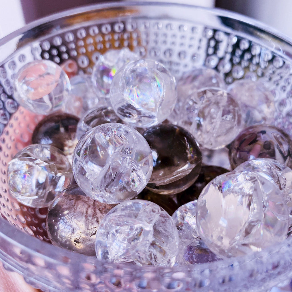 Clear Quartz Crystal 25mm Rainbow Spheres / Generator / 'The Master Healer’ / Amplifies Intention & Energy / Protects Against Negativity