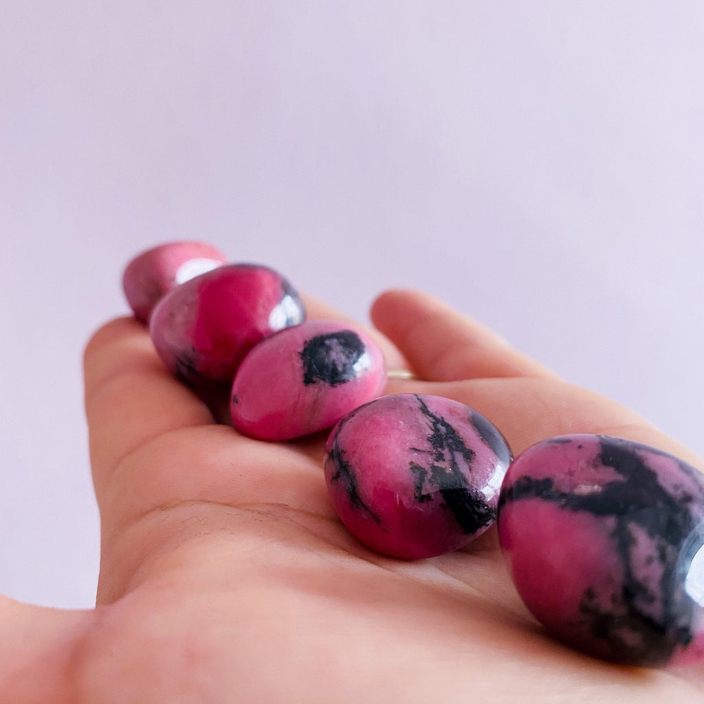 Rhodonite Grade A Crystal Polished Tumbles / Clears Emotional Scars & Lets You Move Forward / Mental Balance / Good For ME, Schizophrenia