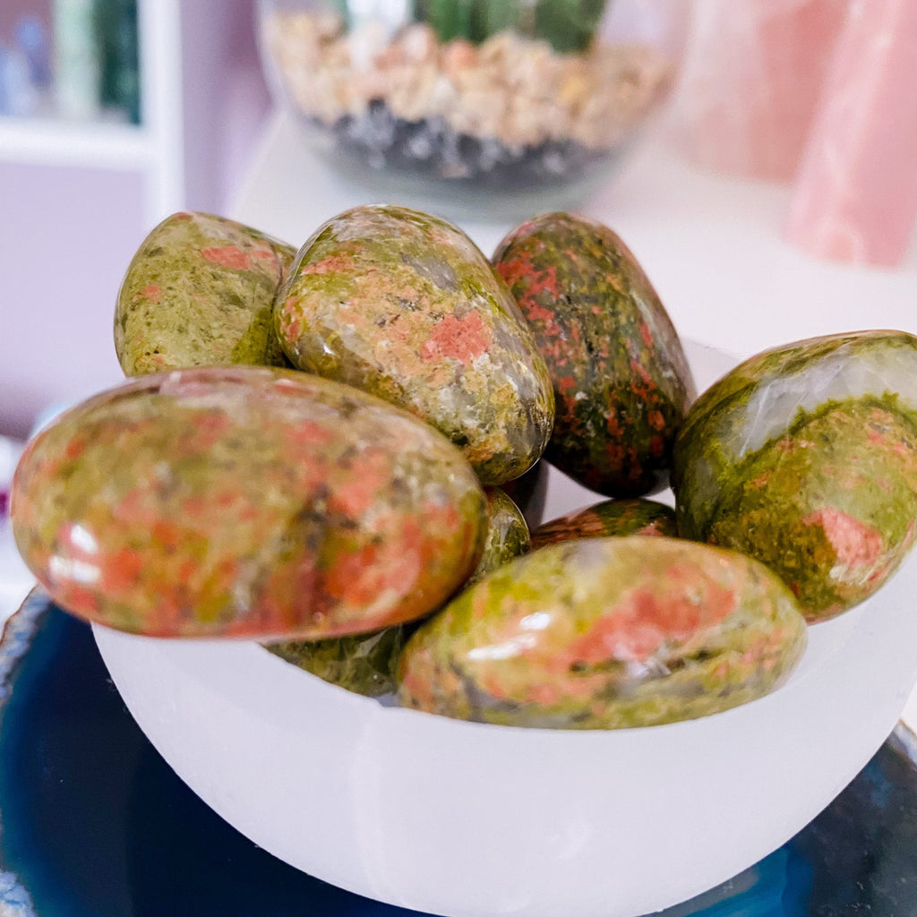 Unakite Jasper Crystal Love Hearts / Balances The Emotional Body / A Great Healer For The Body & Mind / Nurturing, Loving, Compassionate