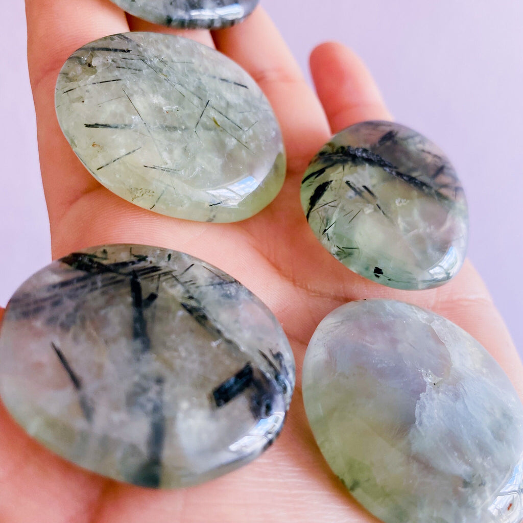 Prehnite With Epidote Crystal Flat Stones / Enhances Inner Knowing & Gut Instinct / A Healer For The Healers / Helps You To Move On