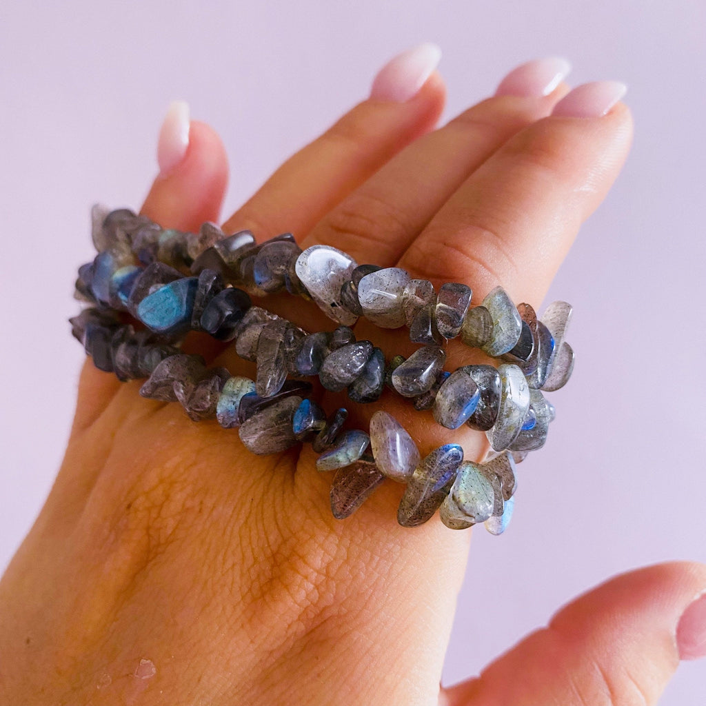 Flashy Labradorite Grade A Crystal Chip Bracelets / Helps Transformation & Change, Inspires You To Achieve Your Dreams / Uplifts Your Mood