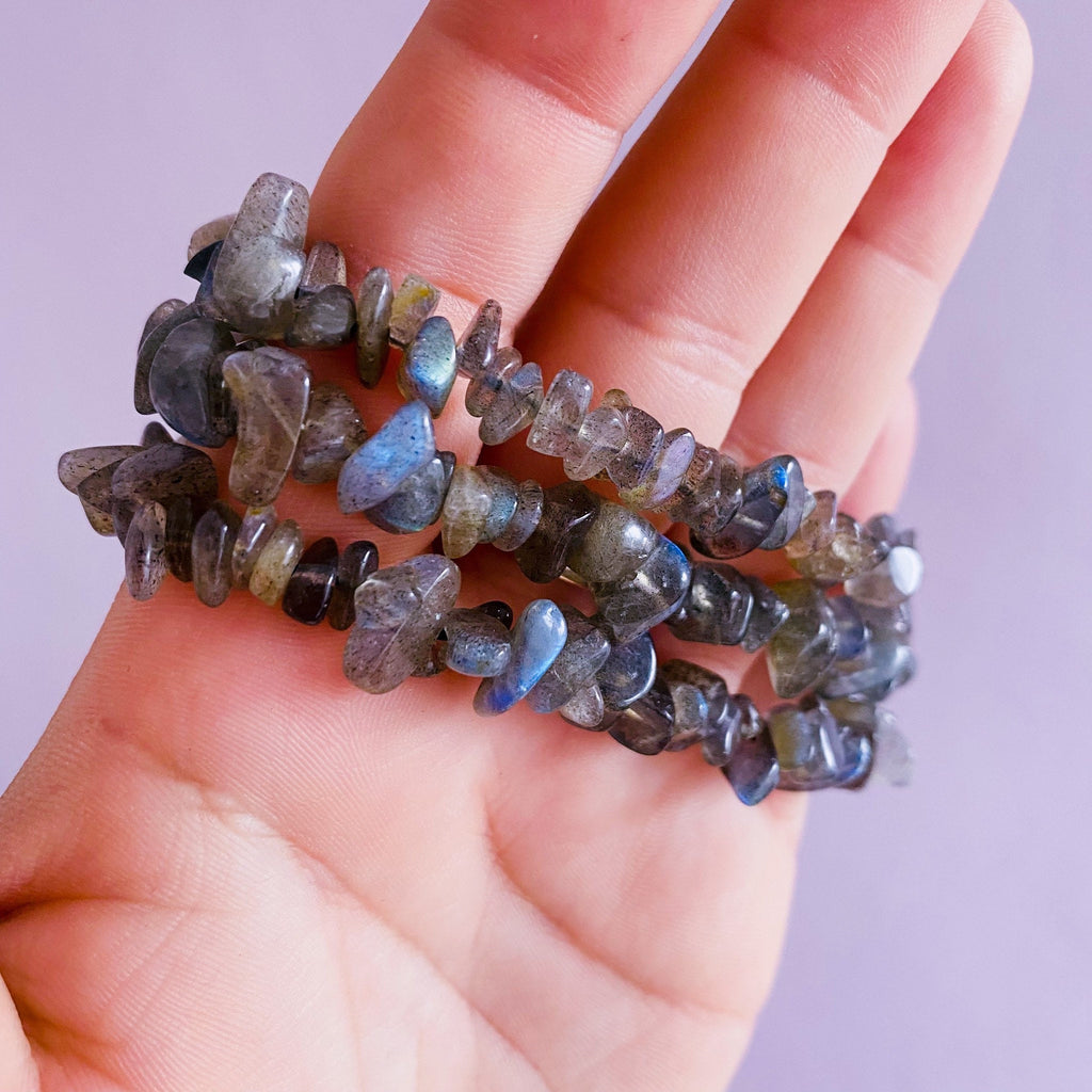 Flashy Labradorite Grade A Crystal Chip Bracelets / Helps Transformation & Change, Inspires You To Achieve Your Dreams / Uplifts Your Mood