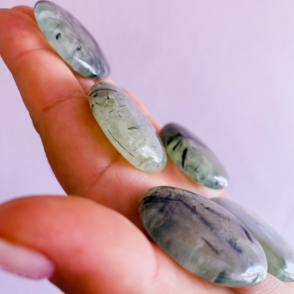 Prehnite With Epidote Crystal Flat Stones / Enhances Inner Knowing & Gut Instinct / A Healer For The Healers / Helps You To Move On