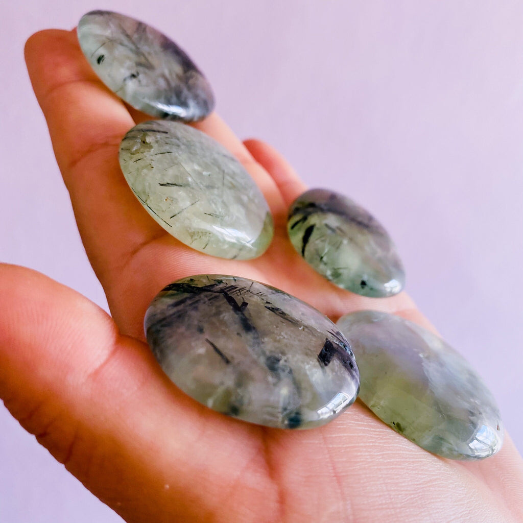 Prehnite With Epidote Crystal Flat Stones / Enhances Inner Knowing & Gut Instinct / A Healer For The Healers / Helps You To Move On