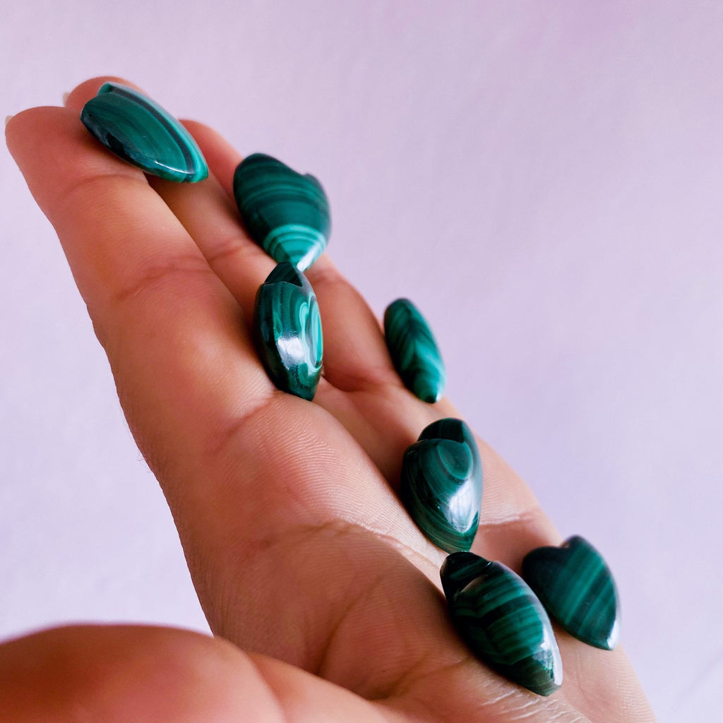 Malachite Crystal Mini Hearts / Removes Negative Energy / Manifesting Intention Setting Crystal / ‘The Crystal Of Transformation’