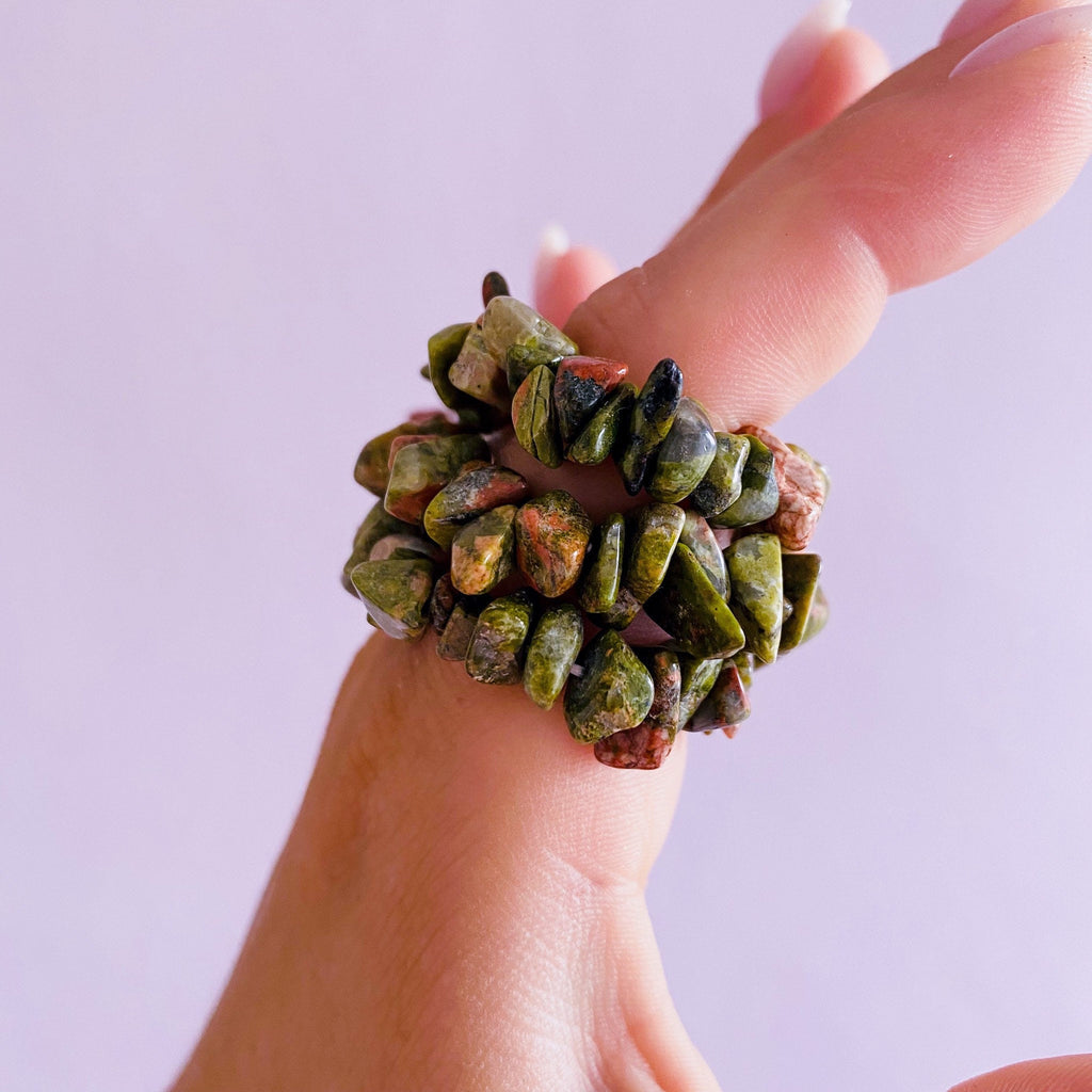 Unakite Jasper Crystal Chip Bracelets / Balances The Emotional Body / A Great Healer For The Body & Mind / Nurturing, Loving, Compassionate