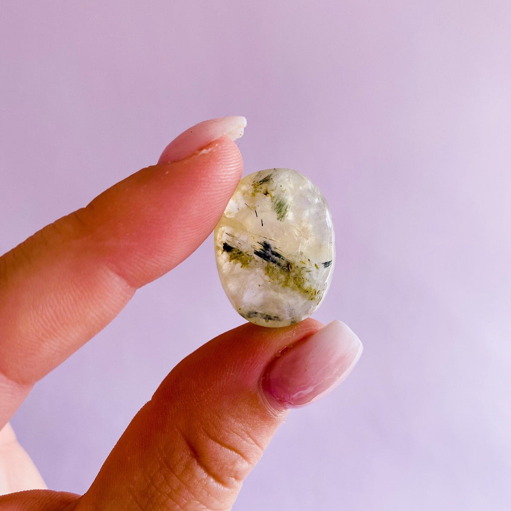 Prehnite With Epidote Crystal Mini Flat Stones / Enhances Inner Knowing & Gut Instinct / A Healer For The Healers / Helps You To Move On