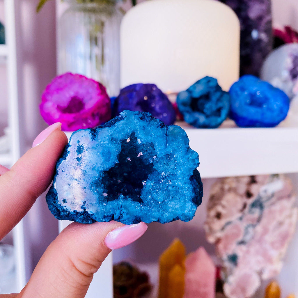 Dyed Quartz Geode Crystal Caves - Pink, Purple, Green + Blue / Purify Negativity, Enhance Concentration & Positivity / Calms Atmosphere