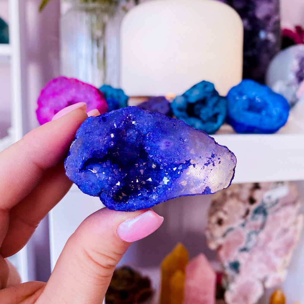 Dyed Quartz Geode Crystal Caves - Pink, Purple, Green + Blue / Purify Negativity, Enhance Concentration & Positivity / Calms Atmosphere