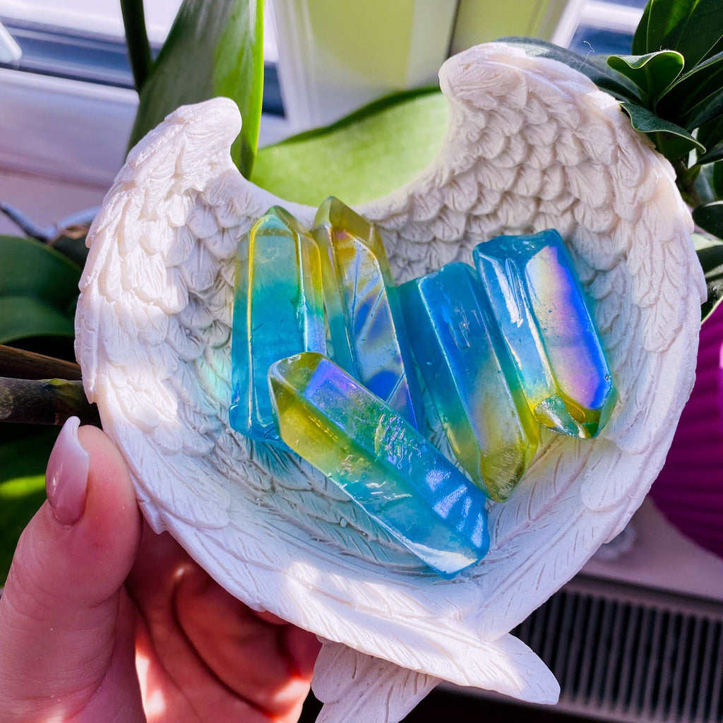 Mermaid Aura Quartz Crystal Raw Points / Rainbow Aura / Connect To Your Angel Guides, Release Negativity, Calm Your Aura / The Master Healer