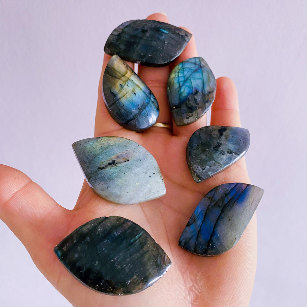 Super Flashy Labradorite Crystal Gemstone Leaves / Transformation & Change, Inspires You To Achieve Your Dreams / Uplifts Your Mood