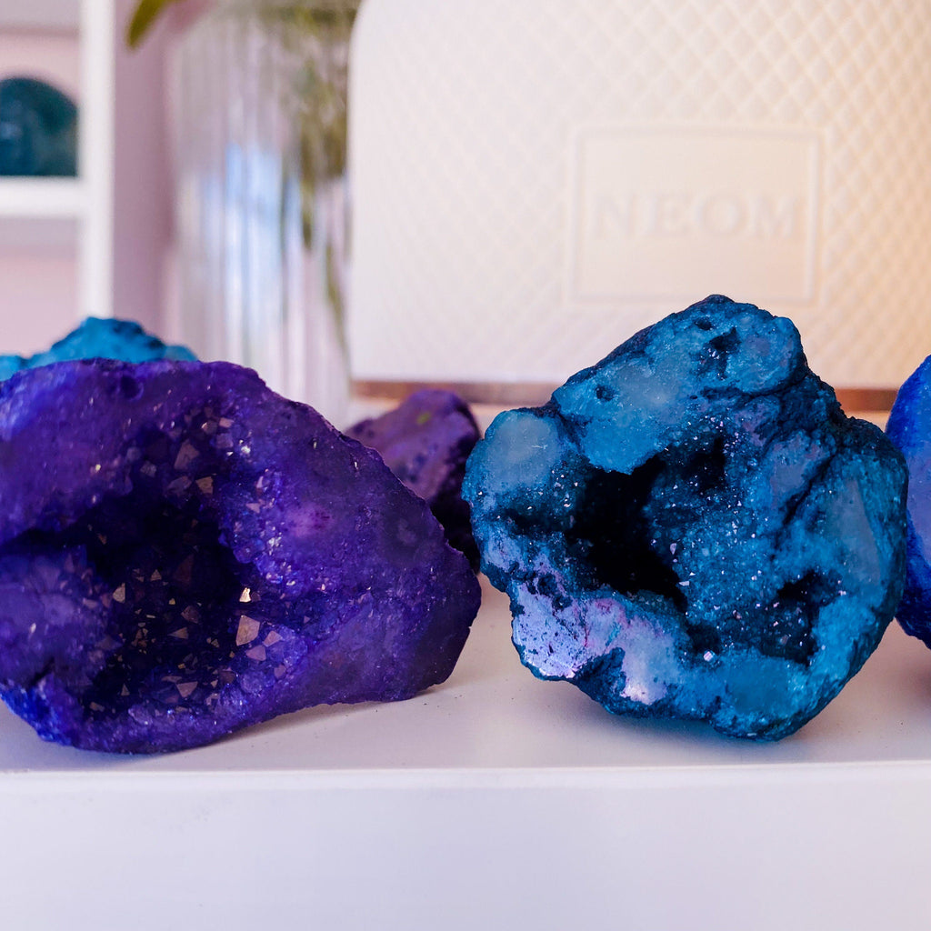 Dyed Quartz Geode Crystal Caves - Pink, Purple, Green + Blue / Purify Negativity, Enhance Concentration & Positivity / Calms Atmosphere