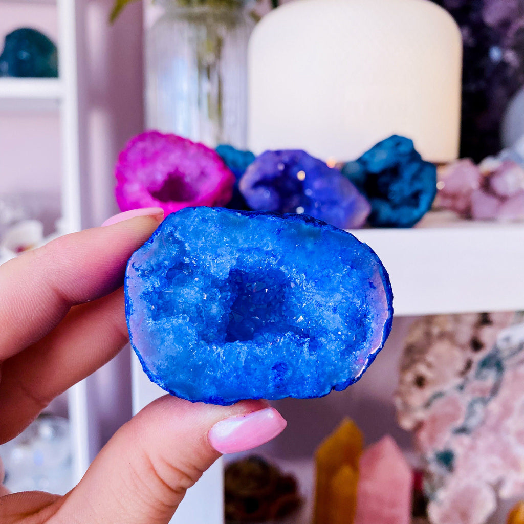 Dyed Quartz Geode Crystal Caves - Pink, Purple, Green + Blue / Purify Negativity, Enhance Concentration & Positivity / Calms Atmosphere