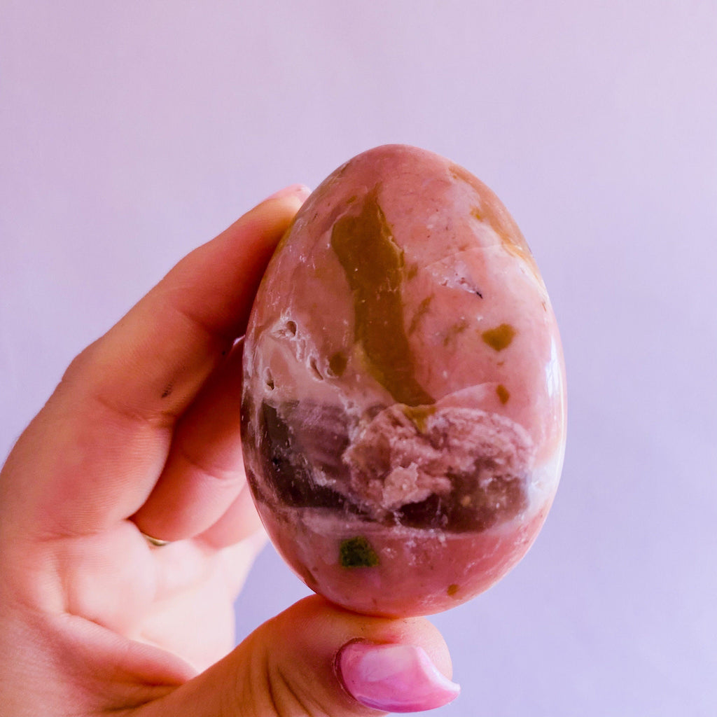 2) Large Pink Opal Crystal Palm Stone / Balances Emotions / Fills Aura With Happiness And Tranquility / Helps Kids With Trouble Sleeping