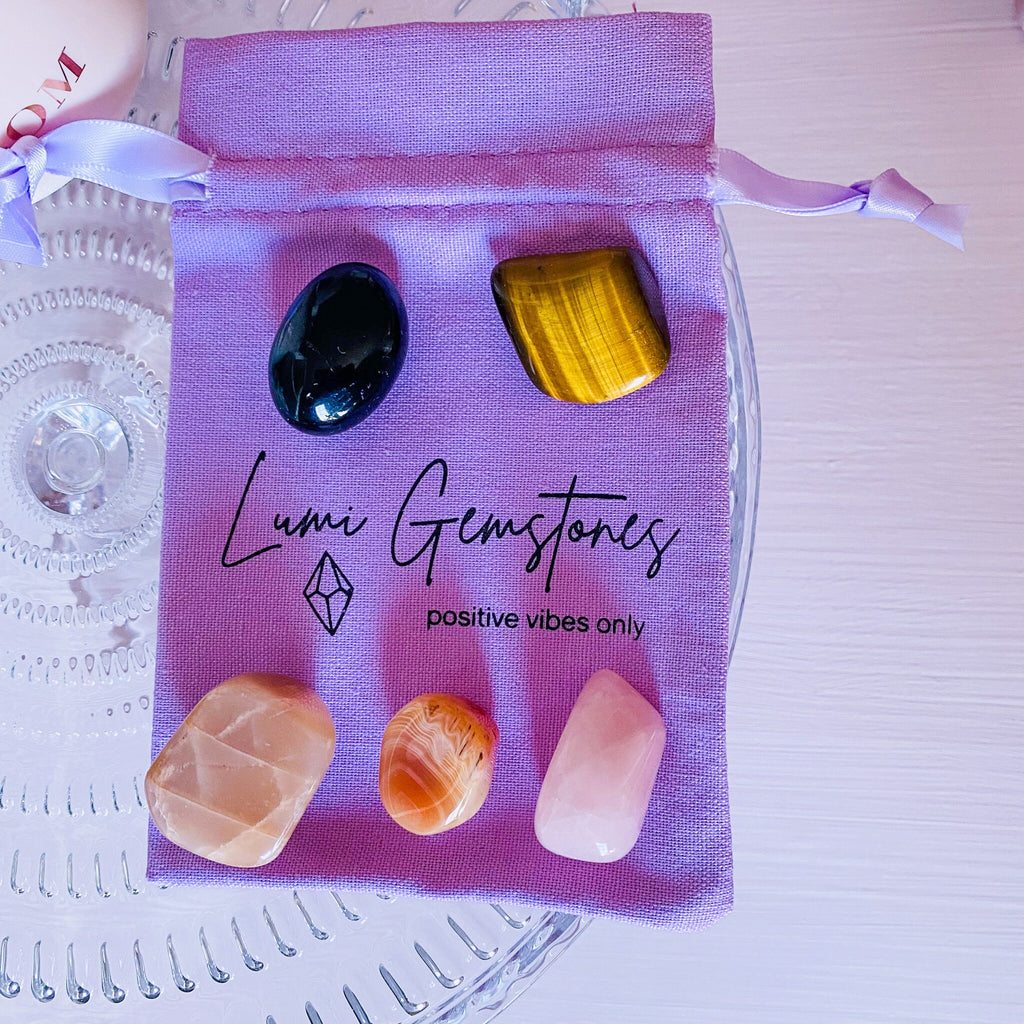 Self Esteem Boost Crystal Healing Gift Set / Encourages Self Esteem, Respect, Confidence, Dignity / Deep Feminine Crystal Healing Kit