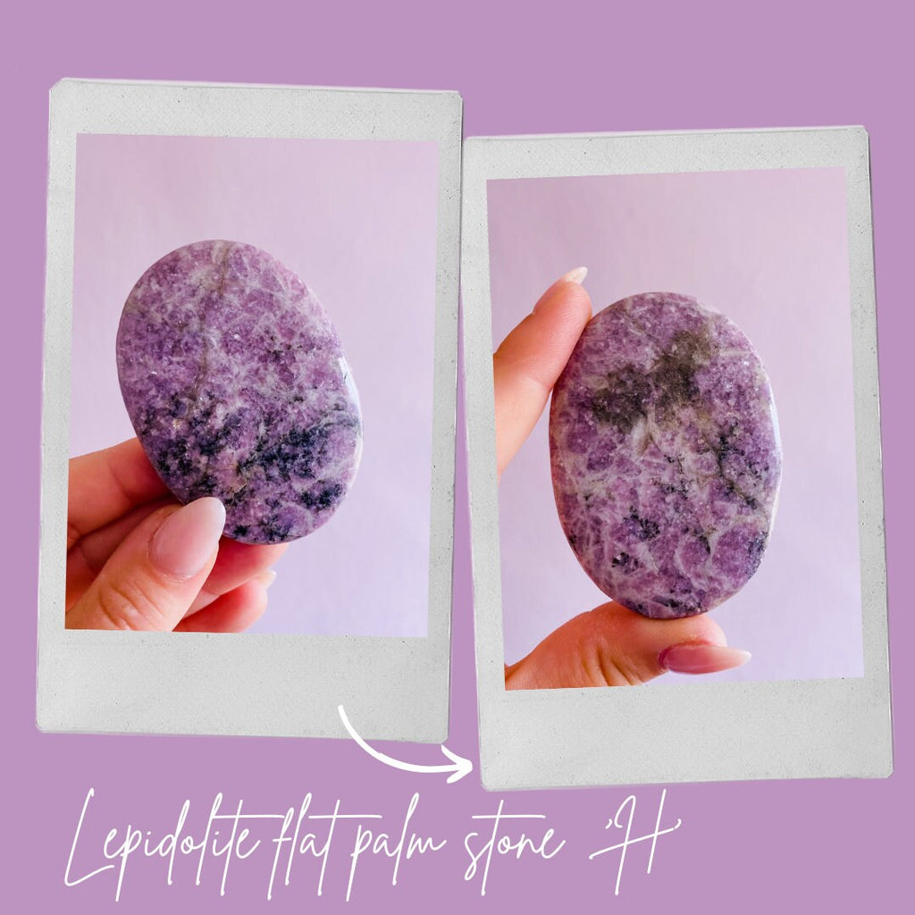 Sparkly Lepidolite Mica Crystal Palm Flat Stones / Mood Stabiliser, Increases Tranquility & Calmness During Stress / Helps Reduce Anxiety