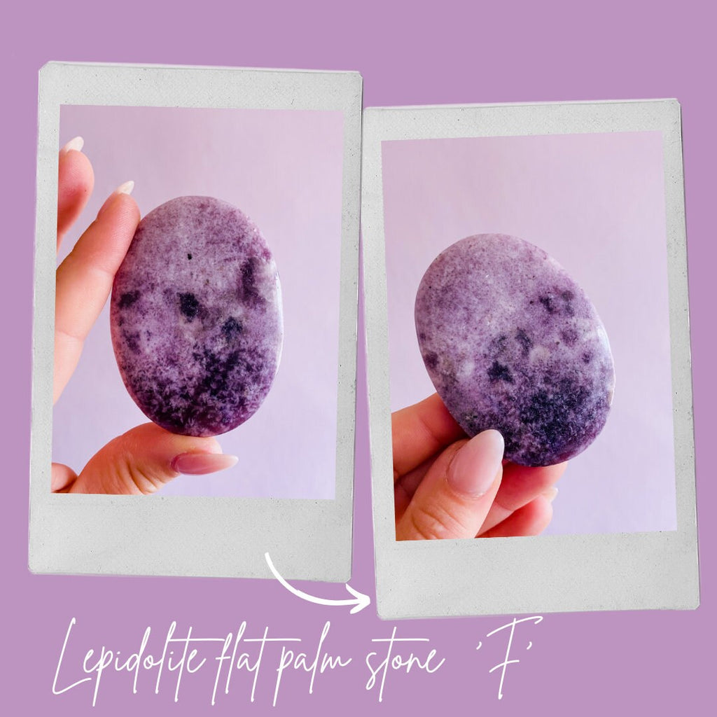 Sparkly Lepidolite Mica Crystal Palm Flat Stones / Mood Stabiliser, Increases Tranquility & Calmness During Stress / Helps Reduce Anxiety