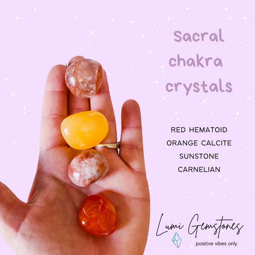 Sacral Chakra Crystal Gift Set / Balance Yourself, Heal Deep Emotional Wounds / Balance & Align Sacral Chakra / Chakra + Crystal Healing