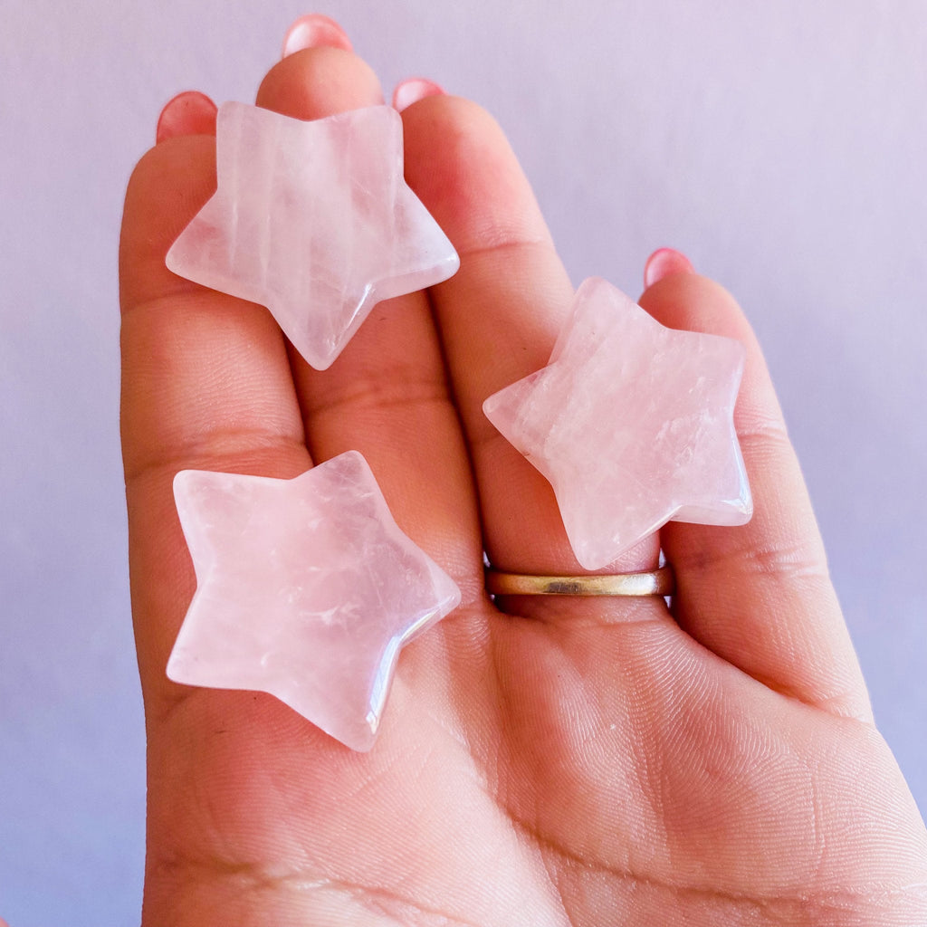 Rose Quartz Crystal Stars / Encourages Self Love, Unconditional Love & Reduces Anxiety / The Crystal Of Love / Friendship Crystal Gift