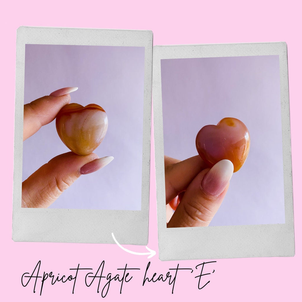 Apricot Agate Crystal Love Hearts / Calming & Nurturing / Helps To Protect Children / Improves Sleep / Good For Problem Solving + Business