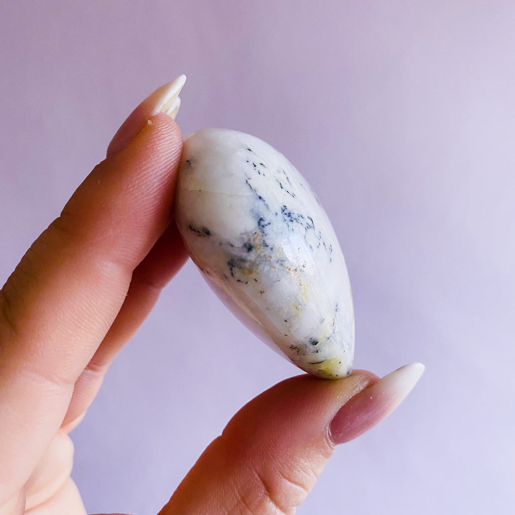 2) Merlinite Dendritic Agate Crystal Love Heart / Dendritic Opal, Dendritic Agate / Magical & Mystical / Spirit Communication + Growth