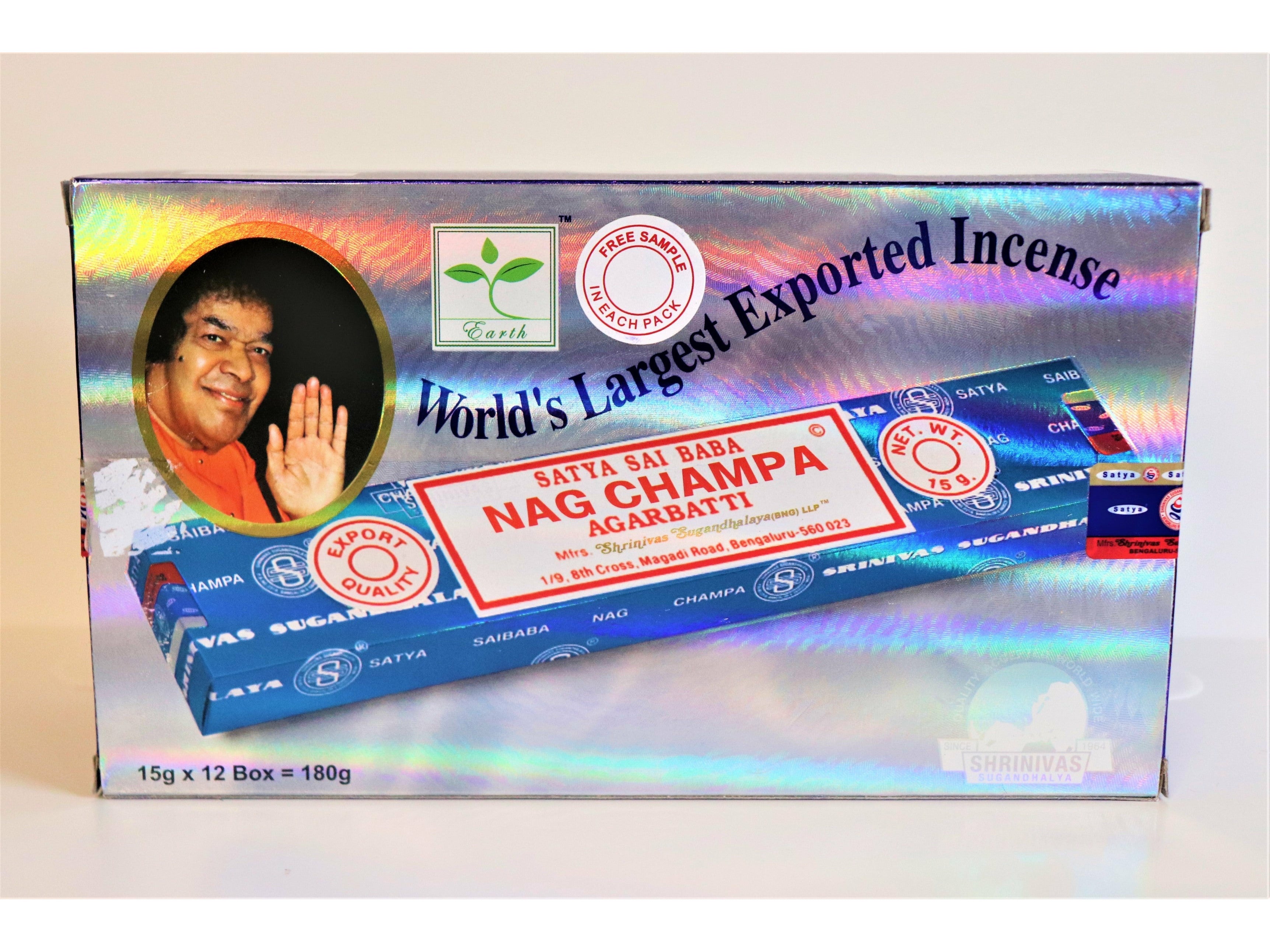 Satya Sai Baba Nag Champa Incense Sticks 15G 2 Packs By Nag Champa
